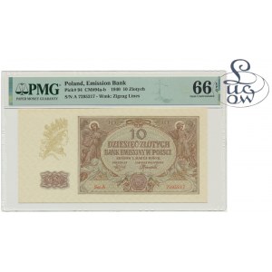 10 zloty 1940 - A - PMG 66 EPQ - Kolekca Lucow - rare première série