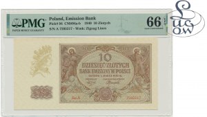 10 zlotých 1940 - A - PMG 66 EPQ - Kolekce Lucow - vzácná první série