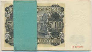 Paczka bankowa 500 złotych 1940 - B - (20 szt.) - Oryginalna
