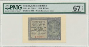 1 złoty 1940 - B - PMG 67 EPQ