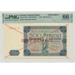500 złotych 1947 - SPECIMEN - X 789000 - PMG 66 EPQ