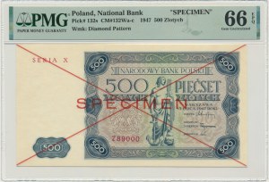 500 Gold 1947 - SPECIMEN - X 789000 - PMG 66 EPQ