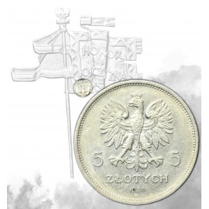Sztandar, 5 złotych 1930 - GŁĘBOKI STEMPEL - RZADKOŚĆ