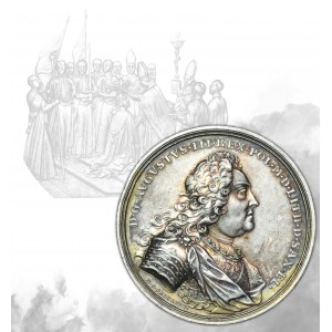 Auguste III Saxon, médaille de couronnement de Groscourt 1734 - RARE
