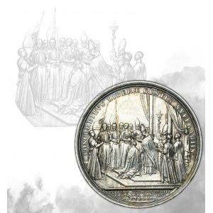 Auguste III Saxon, médaille de couronnement de Groscourt 1734 - RARE