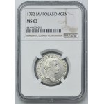 Poniatowski, 4 Groschen 1792 MV - NGC MS63