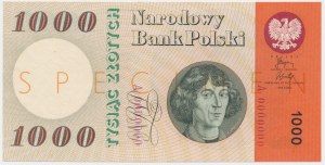 1 000 zlatých 1965 - SPECIMEN - A 0000000 - oranžová pretlač -.