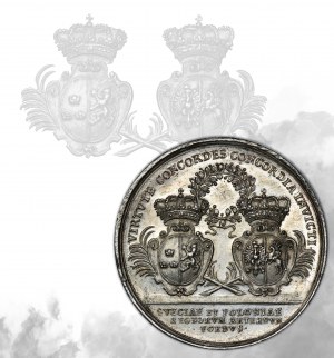 Stanisław Leszczyński i Karol XII, Medal przymierza Polski i Szwecji 1705 - BARDZO RZADKI