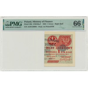 1 penny 1924 - AO - moitié droite - PMG 66 EPQ