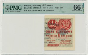 1 penny 1924 - AO - moitié droite - PMG 66 EPQ
