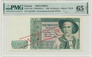 50 złotych 1939 - WZÓR - A 012345 - PMG 65 EPQ