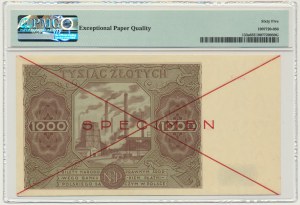 1.000 złotych 1947 - SPECIMEN - A 1234567 - PMG 65 EPQ