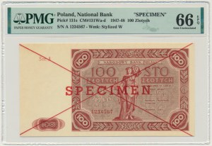 100 gold 1947 - SPECIMEN - A 1234567 - PMG 66 EPQ