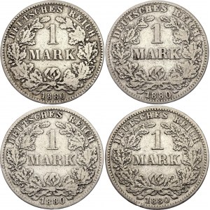 Germany - Empire 4 x 1 Mark 1880 D - H - J - F