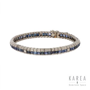 Bracelet avec diamants et saphirs, années 1920-1930, art déco