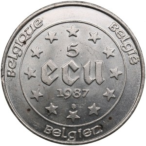 Belgium 5 ECU 1987 - Baudouin I - Treaties of Rome