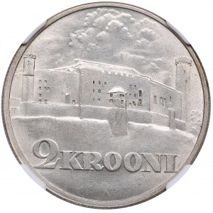 Estonia 2 Krooni 1930 - Toompea Fortress - Tall 1 Variety - NGC UNC DETAILS