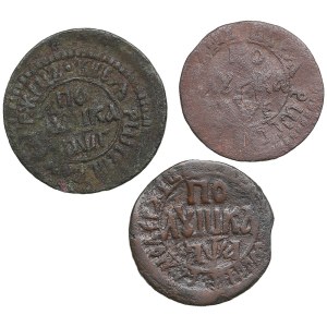 Collection of Russian coins: Polushka 1701, 1703, 1705 (3) - Peter I (1682-1725)
