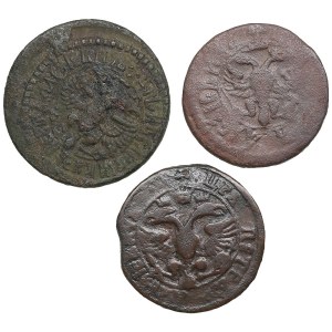 Collection of Russian coins: Polushka 1701, 1703, 1705 (3) - Peter I (1682-1725)