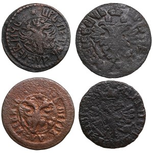 Collection of Russian coins: Polushka 1702, 1704, 1706, 1707 (4) - Peter I (1682-1725)