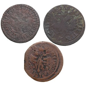 Collection of Russian coins: Denga 1703, 1704, 1704 (3) - Peter I (1682-1725)