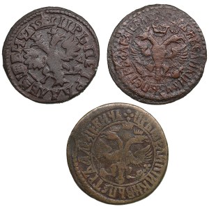 Collection of Russian coins: Denga 1705, 1705, 1706 (3) - Peter I (1682-1725)