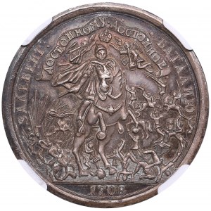 Russia, Silver Novodel Medal - In memory of the Battle of Lesnaya, September 28, 1708 - Peter I (1682-1725) - NGC MS 62