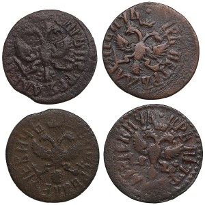 Collection of Russian coins: Polushka 1709, 1710, 1711, 1712 (4) - Peter I (1682-1725)