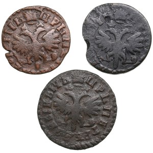 Collection of Russian coins: Denga 1712, 1713, 1714 (3) - Peter I (1682-1725)