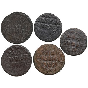 Collection of Russian coins: Polushka 1712, 1713, 1714, 1716, 1716 (5) - Peter I (1682-1725)