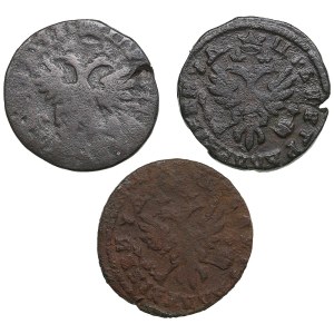 Collection of Russian coins: Denga 1715, 1716, 1717 (3) - Peter I (1682-1725)