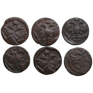 Collection of Russian coins: Polushka 1720-1722 (6) - Peter I (1682-1725)