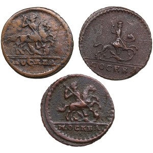 Collection of Russian coins: Kopeck 1728, 1729 (3) - Peter II (1727-1729)