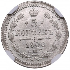 Russia 5 Kopecks 1900 СПБ-ФЗ- Nicholas II (1894-1917) - NGC MS 66