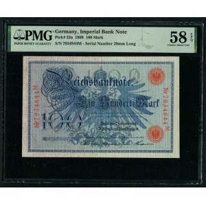 Germany (Imperial) 100 Mark 1908 - PMG 58 EPQ Choice About Unc
