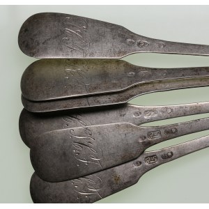 Fellin (Viljandi), (Estonia / Russia) set of Silver Spoons - Teaspoons (6) - Johann Caspar Eberhardt (1814-1855)