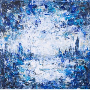 Iwona Gabryś, Kompozice v tmavě modré a bílé barvě č. 129, 2023
