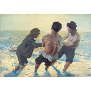 Oil painting. Feliks Michał Wygrzywalski (1875-1944), Wounded Catch, ca. 1931.