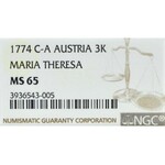 Austria, Maria Teresa, 3 Krajcary 1774 CA - NGC MS65
