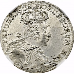 Prusy Książęce, Fryderyk II, 6 Krajcarów Wrocław 1757 - NGC MS63