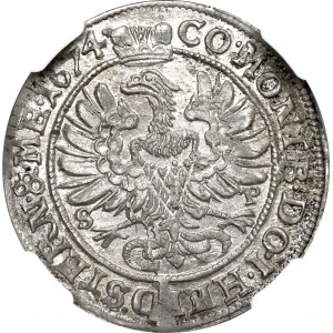 Śląsk, Sylwiusz Fryderyk, 6 krajcarów 1674 - NGC MS63