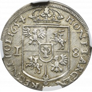 Jan II Kazimierz, Ort 1654 Wschowa - NGC AU53 