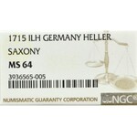 August II Mocny, Halerz 1715 ILH - NGC MS64