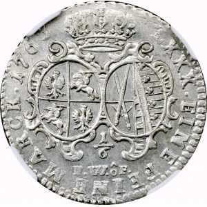 August III Sas, 1/6 Talara 1763 - NGC UNC+