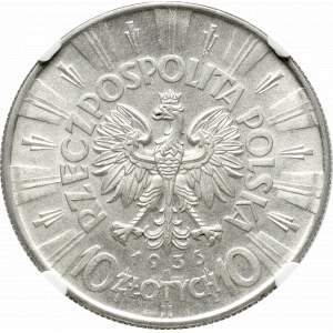 II Rzeczpospolita, 10 złotych 1936 Piłsudski - NGC MS64+