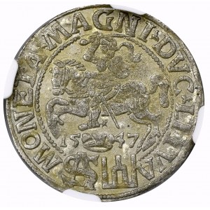 Zygmunt II August, Grosz na stopę polską 1547 Wilno - NGC MS61 