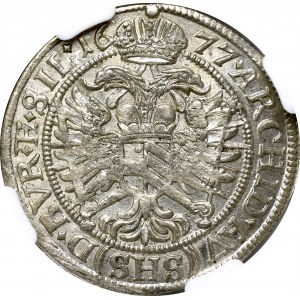 Śląsk, 6 krajcarów 1677 Wrocław - NGC MS63