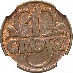 II Rzeczpospolita, 1 Grosz 1933 - NGC MS64 BN