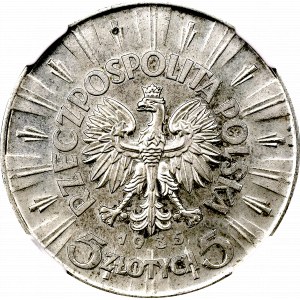 II Rzeczpospolita, 5 Złotych Piłsudski 1935 - NGC MS63