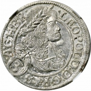 Śląsk, 3 Krajcary 1669 SHS Wrocław - NGC MS65